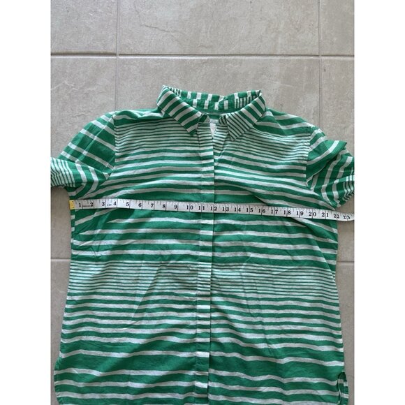 CHICO'S Button Down Shirt Womens Size 2 100% Cotton Green White Stripe Resort - Picture 8 of 8